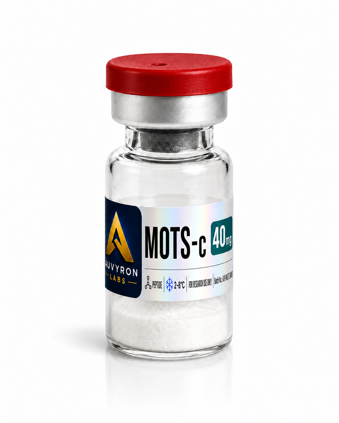 Supplied AUVYRON vial photograph: MOTS-c 40 mg