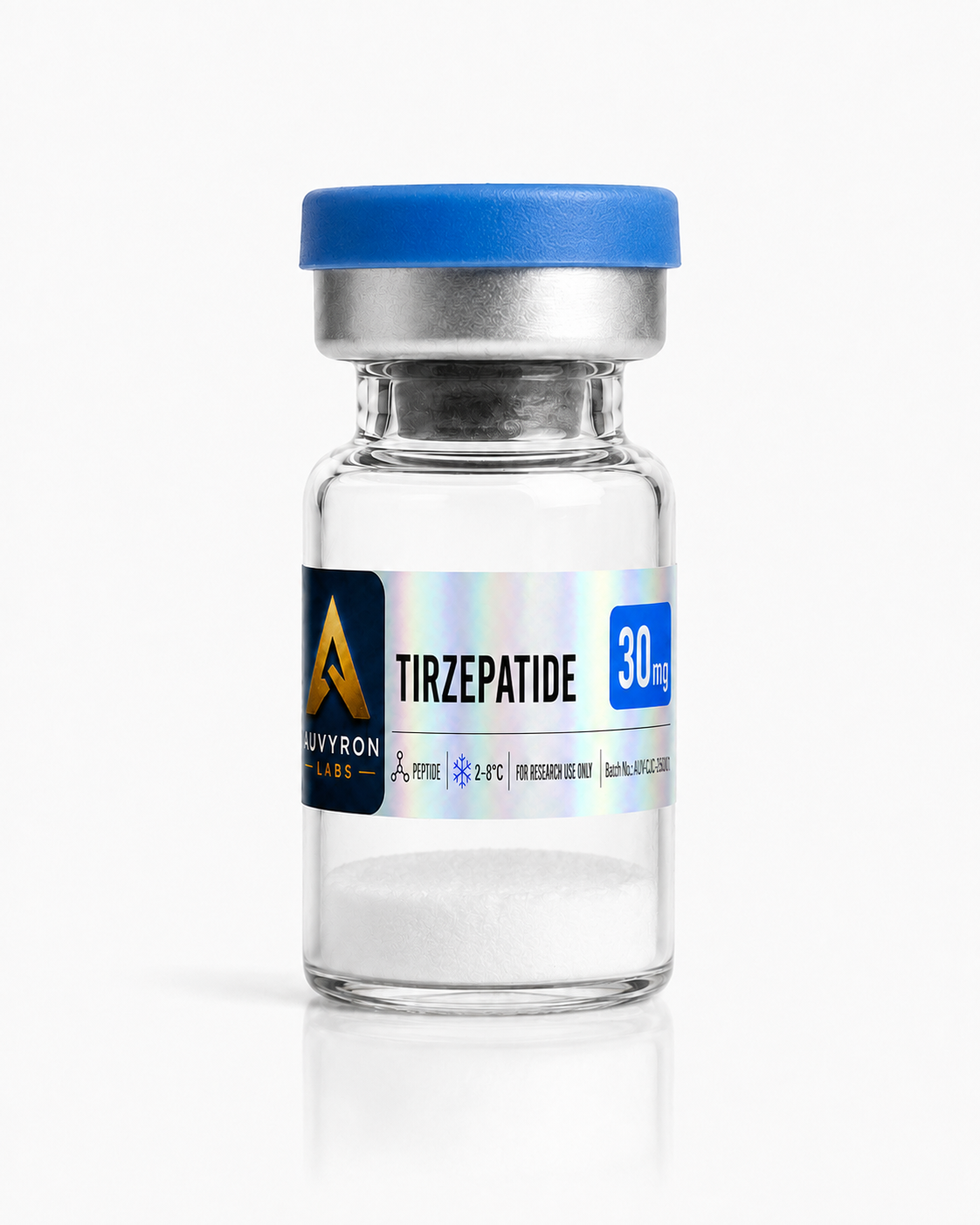 Supplied AUVYRON vial photograph: Tirzepatide 30 mg